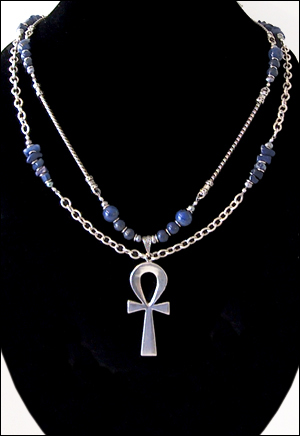 Necklace Lapis Lazuli Ankh Sterling Silver